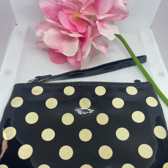 Kate Spade Black & Cream Polka Dot Zip Wristlet and Card Case - Picture 3 of 7